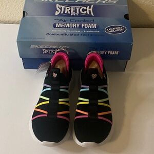 Skechers Black Sneakers with Multicolor Straps